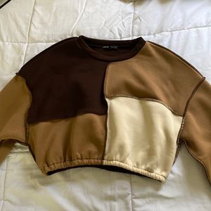 Shein color block cropped sweat shirt